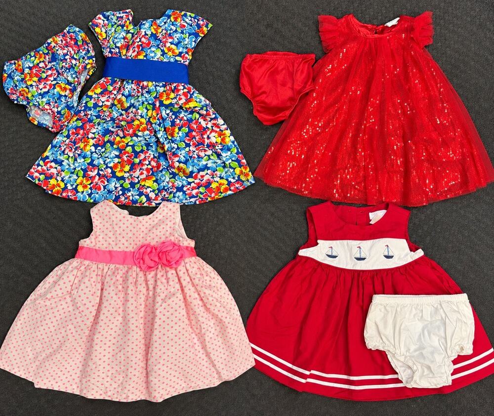Ralph lauren floral baby girl dress, red and pink dress size 9M red & white 12M